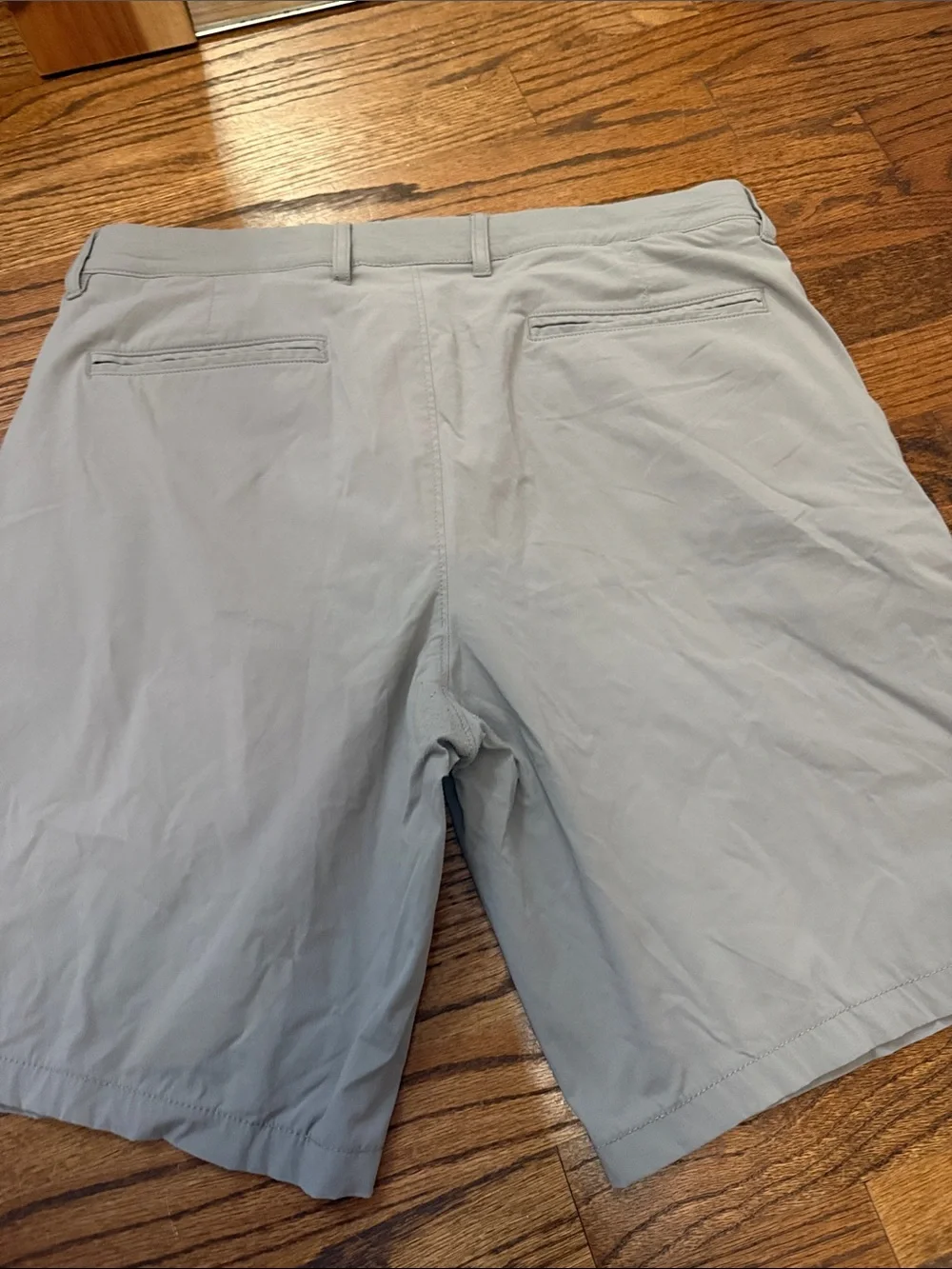 J. Crew Men’s Light Khaki Flat-Front Shorts with Navy Interior Waistband